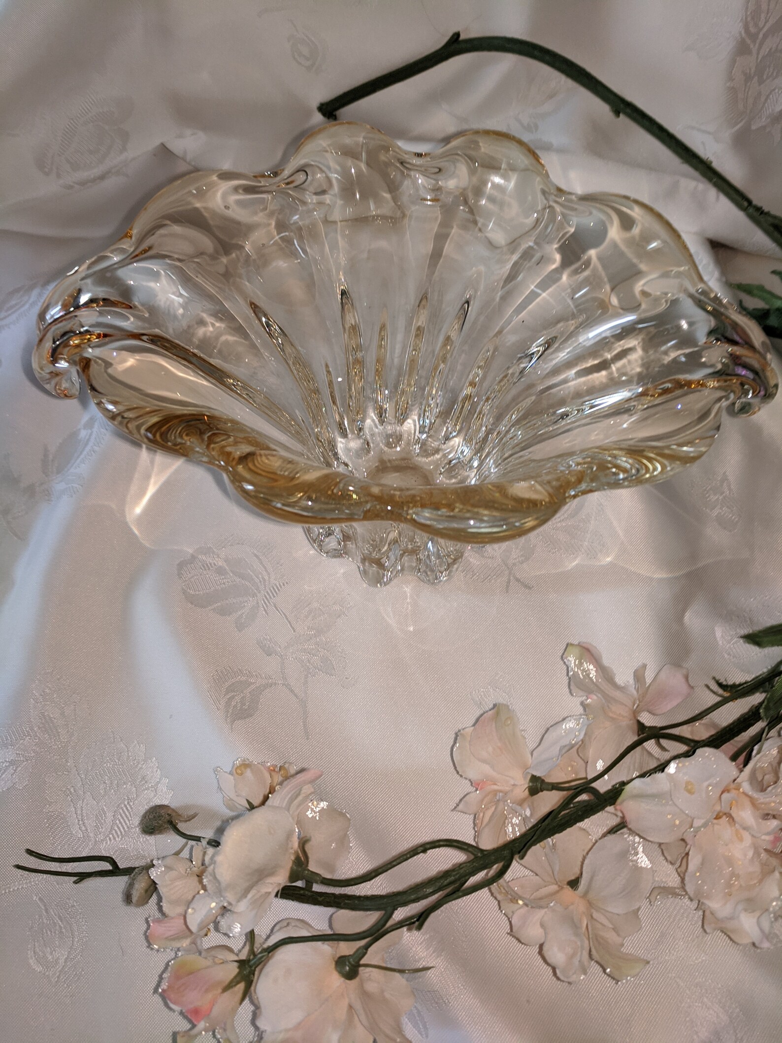 Vintage Yellow Crystal Bud Vase. Etsy