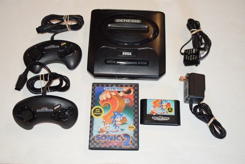 Sega Genesis System Bundle Complete With Sonic 2 Game Controllers RF AC Tested
