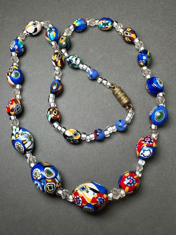 Collier Vintage Perles De Murano - Verre Orange Effet Branche - Sans Marque
