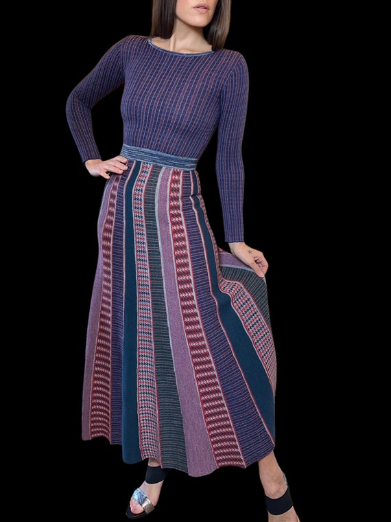 Superb Y2K Stefanel Alpaca Wool Blend Boho Flare Bottom Dress XS