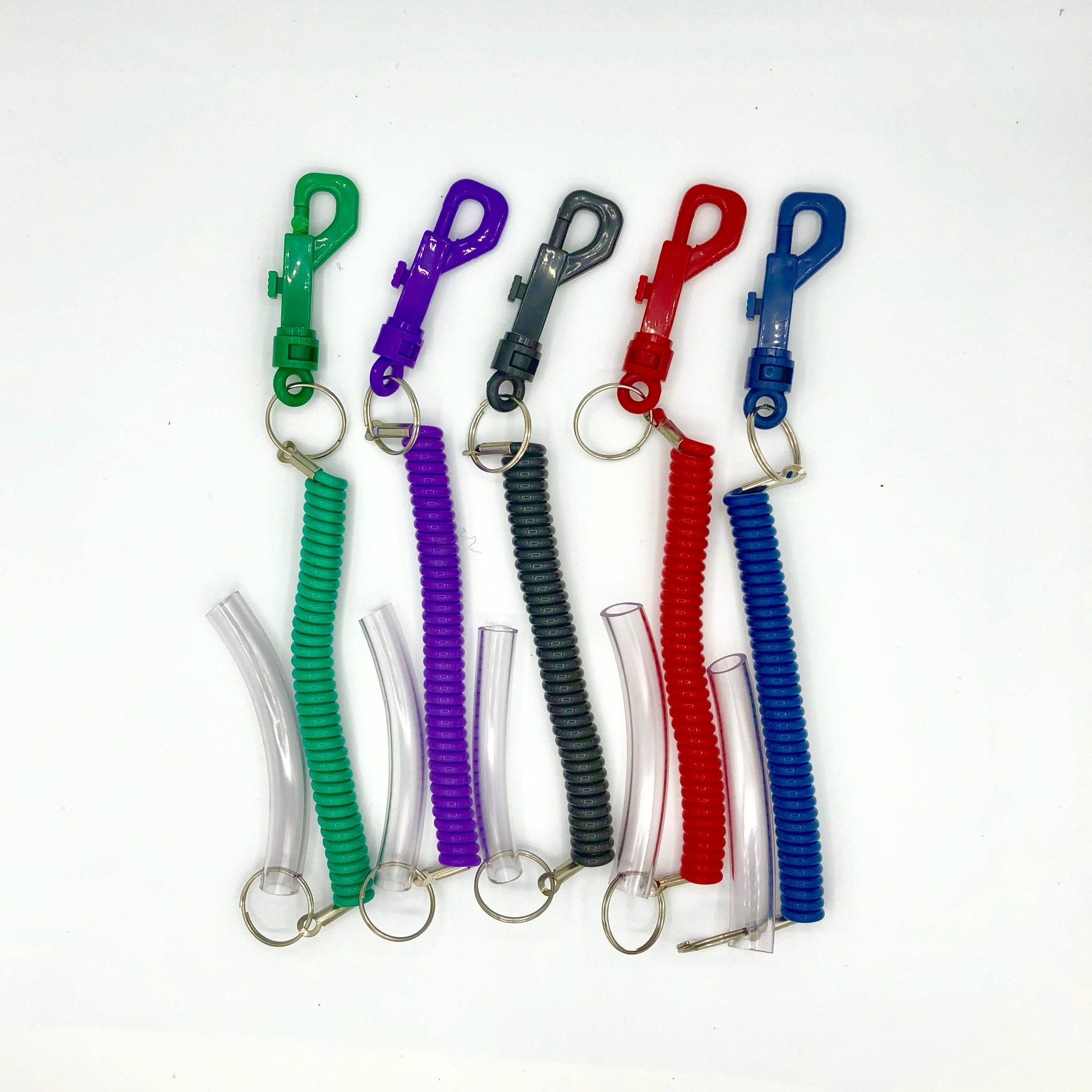 Set of 5 Chew Tube Spiral Key Chain, Autism, ADHD, Sensory