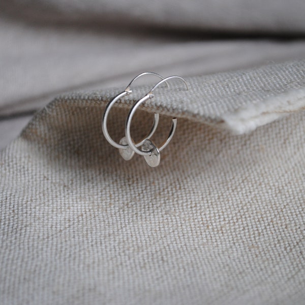 Hoop Earrings- Silver - Gold -Pebble Earrings - Everyday Jewellery - Simple Jewellery - Tactile - Recycled - Gift For Friend - Handmade