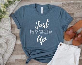 Heather Slate Bella Canvas Mockup / Bella Canvas Heather Slate Mockup / Heather Slate Shirt Mockup / Spring Shirt Mockup