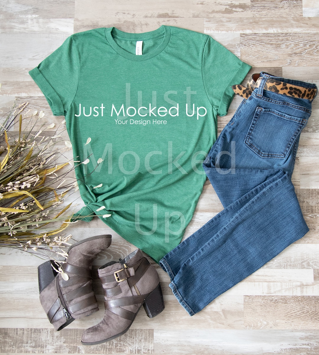 Bella Canvas Heather Grass Shirt Mockup Tshirt Flat Lay - Etsy