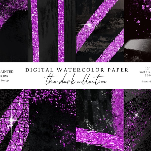 Gothic purple papers, Purple black paper pack, Commercial papers, Digital papers, Violet papers, Purple and black paper, Grunge papers