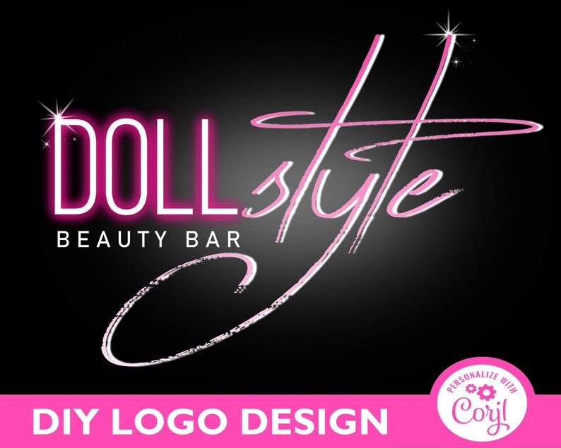 DIY Neon Pink Logo Design Editable Boutique Logo Template - Etsy