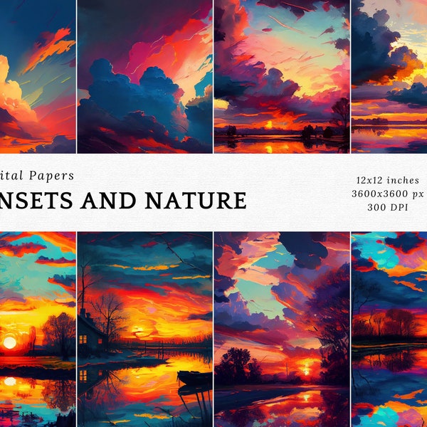 Sunsets paper, Sunrise paper, Digital papers, Paper Pack, Commercial Paper, Commercial use, Background, Wallpaper