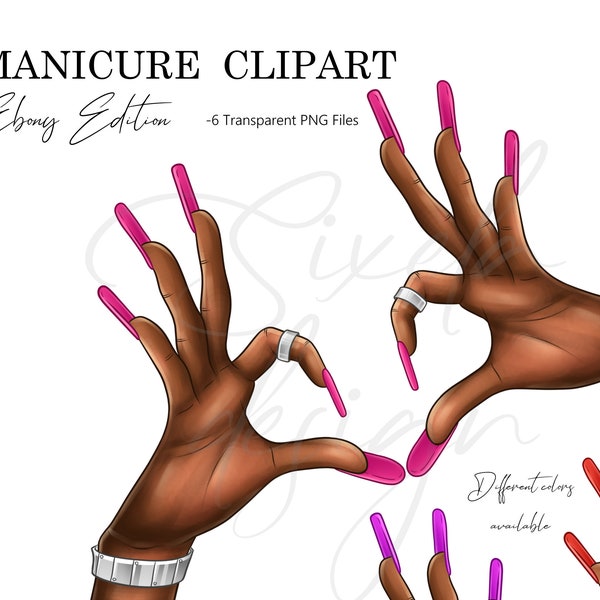 Ebony hands clipart, Black skin tone, Manicure clipart, Black hands png, Pink manicure, Hands and bracelet, Pink nails clipart, Nail design