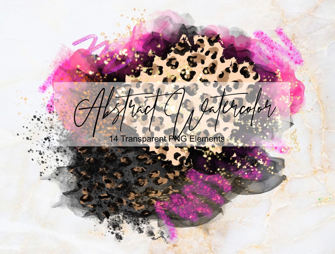 Pink Leopard Watercolors, Pink Black Leopard, Cheetah Watercolor
