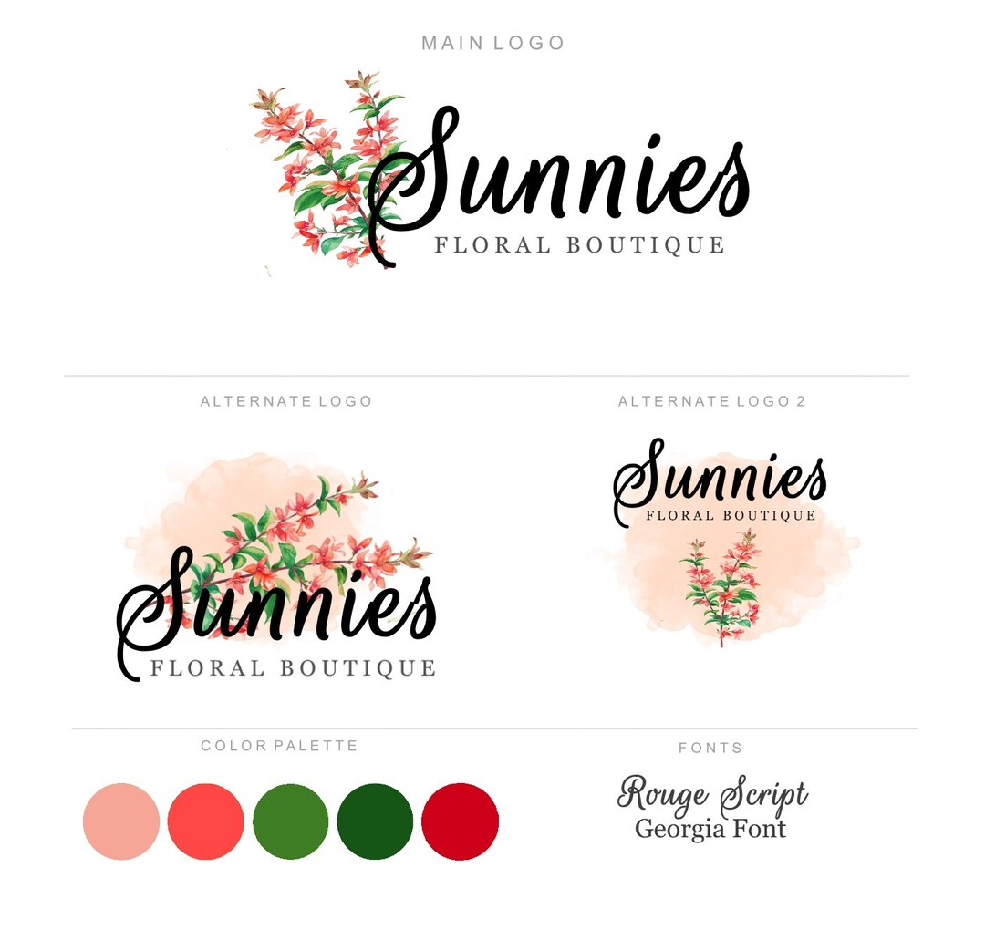 Red Floral Logo, Flower Logo Design, Flowers Logo, Red Flower Logo
