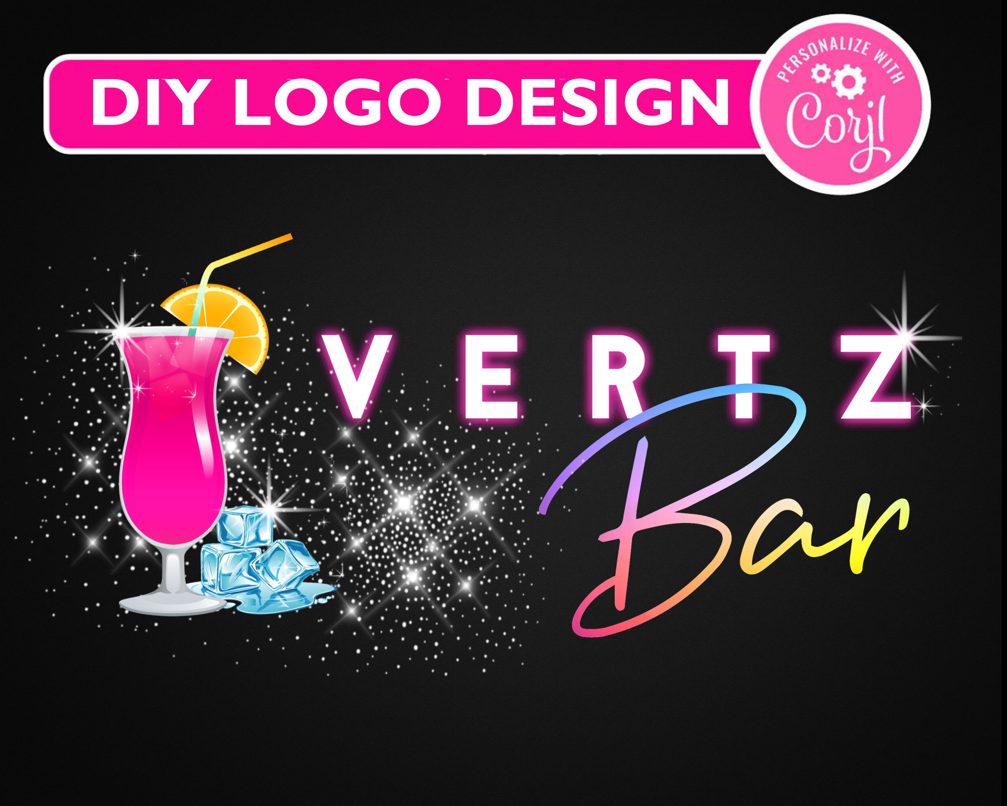 DIY Bartender Logo DIY Drink Custom Bar Logo Drink Business Etsy