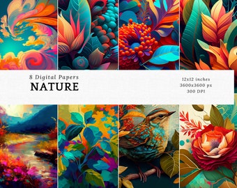 Nature paper, Scenes paper, Floral paper, Digital papers, Paper Pack, Commercial Paper, Commercial use, Background, Wallpaper