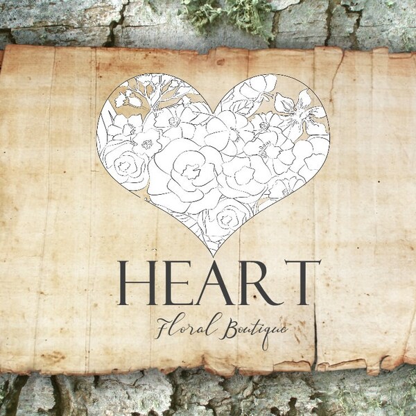 Heart Logo, Rustic logo, Cursive logo, Quality logo, Drawn logo, Pen ink logo, White logo, Lines logo, Hand writing logo, logo design