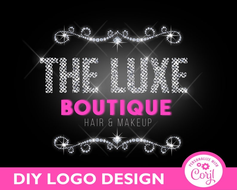 Silver Glitter Sparkle Logo Pink Neon Logo Beauty Logo Etsy