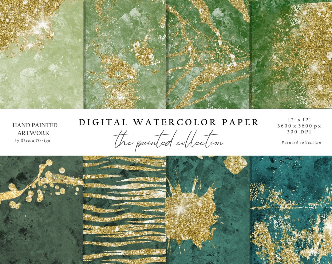 Green Gold Paper, Digital Papers, Digital Paper Pack, Commercial Papers, Emerald Papers, Emerald