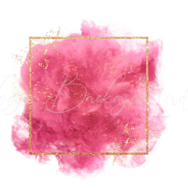 Pink logo background, Pink logo element, Pink watercolor, Light pink stroke, Pink gold frame, Pink watercolor png, Pink square frame png