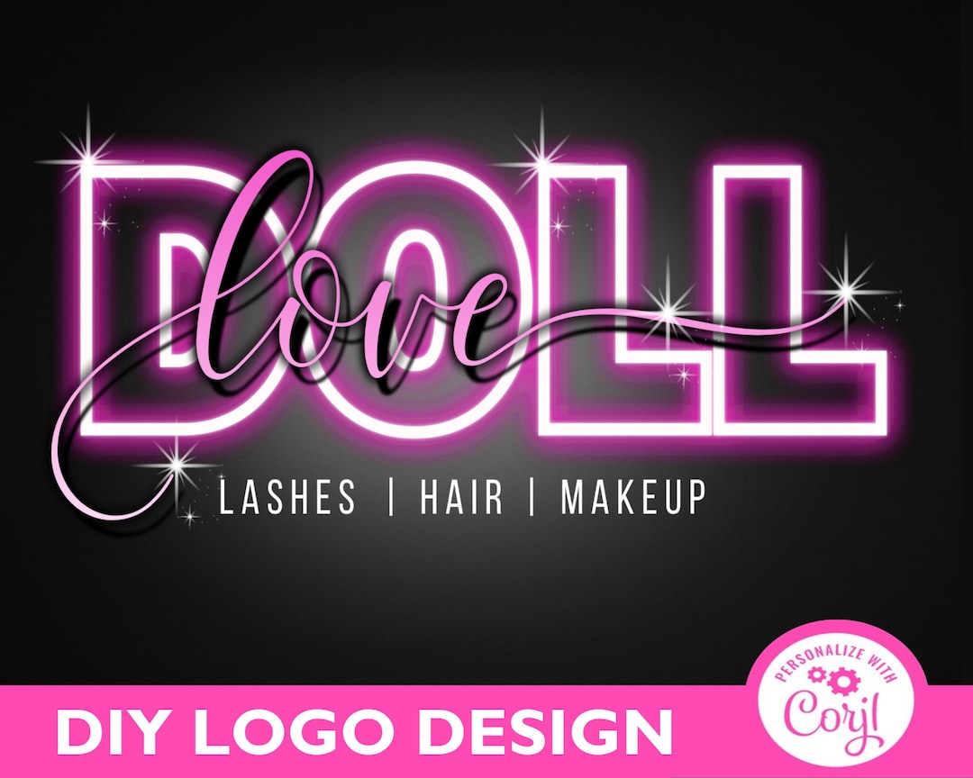 Pink Neon Logo, DIY Pink Logo, Pink Logo Design, Neon Logo, Instant ...