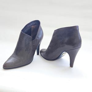 Betsey Johnson Leather Brown Ankle Boots, Italian Slip on Booties, Size 8.5