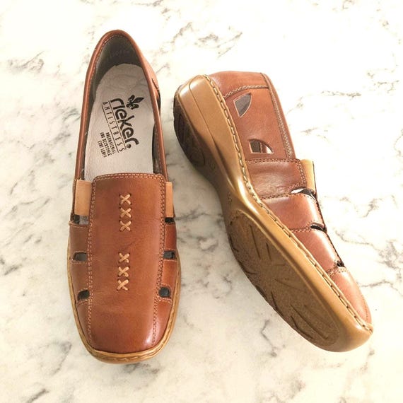 Deadstock RIEKER Antistress Brown Leather Loafers (Size 39 / US 8-8.5)