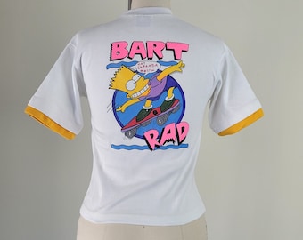 Vintage Bart Simpson BART RAD Tee 90s Graphic Shirt XS Thick Cotton