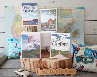 Travel Themed Mini Signs, Born To Travel Sign, Tiered Tray Decor, Tiered Tray Signs, Explore Sign