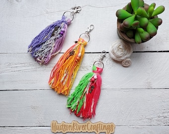 Colorful Keychain Tassel for Purse, Colorful Yarn Tassel, Handbag Tassel, Backpack Tassel