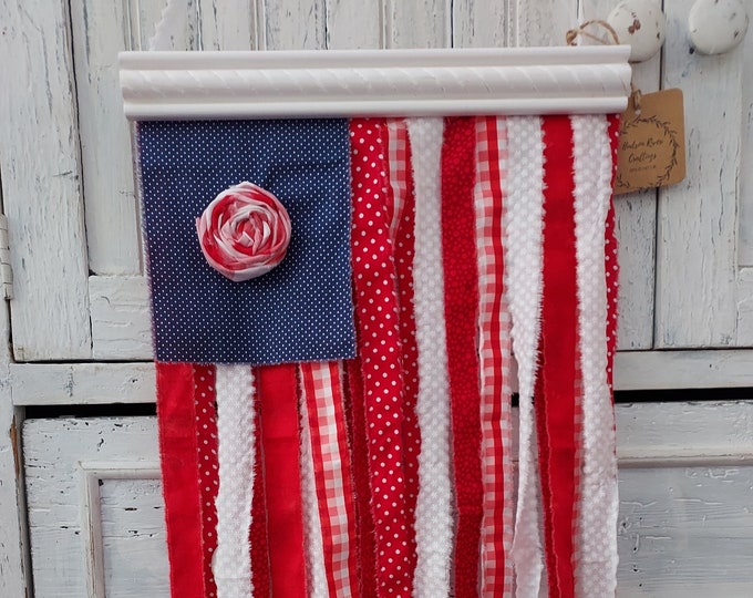 American Rag Flag, Americana Rag Flag Wall Hanging, Farmhouse Scrappy ...