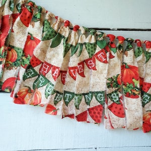Harvest Greetings Fabric Garland, Fall Decor, Fall Banner, Fall Photo Backdrop, Fall Mantel Decor, Fabric Garland