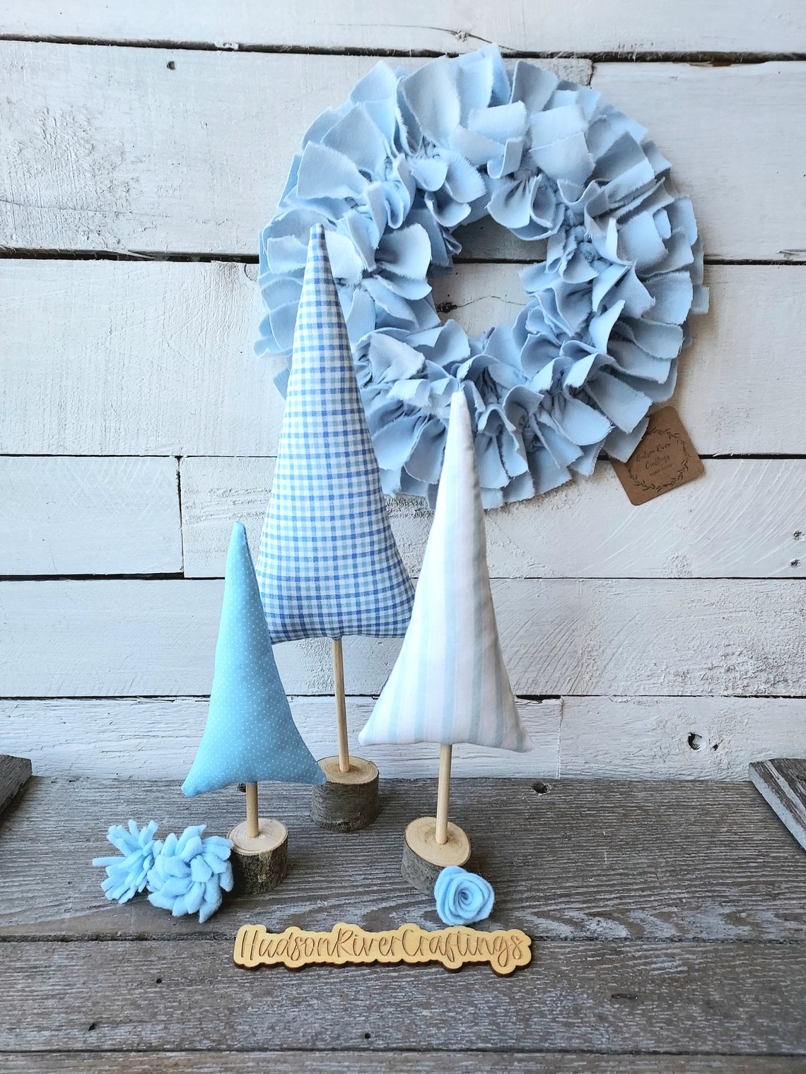 Light Blue Whimsy Trees, Set of 3 Whimsical Fabric Trees, Baby Boy ...