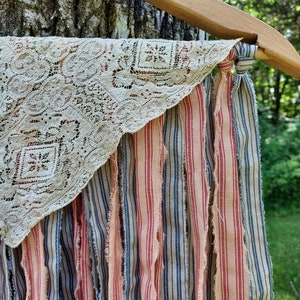 Vintage Inspired American Rag Flag on Wooden Hanger, Americana Rag Flag ...
