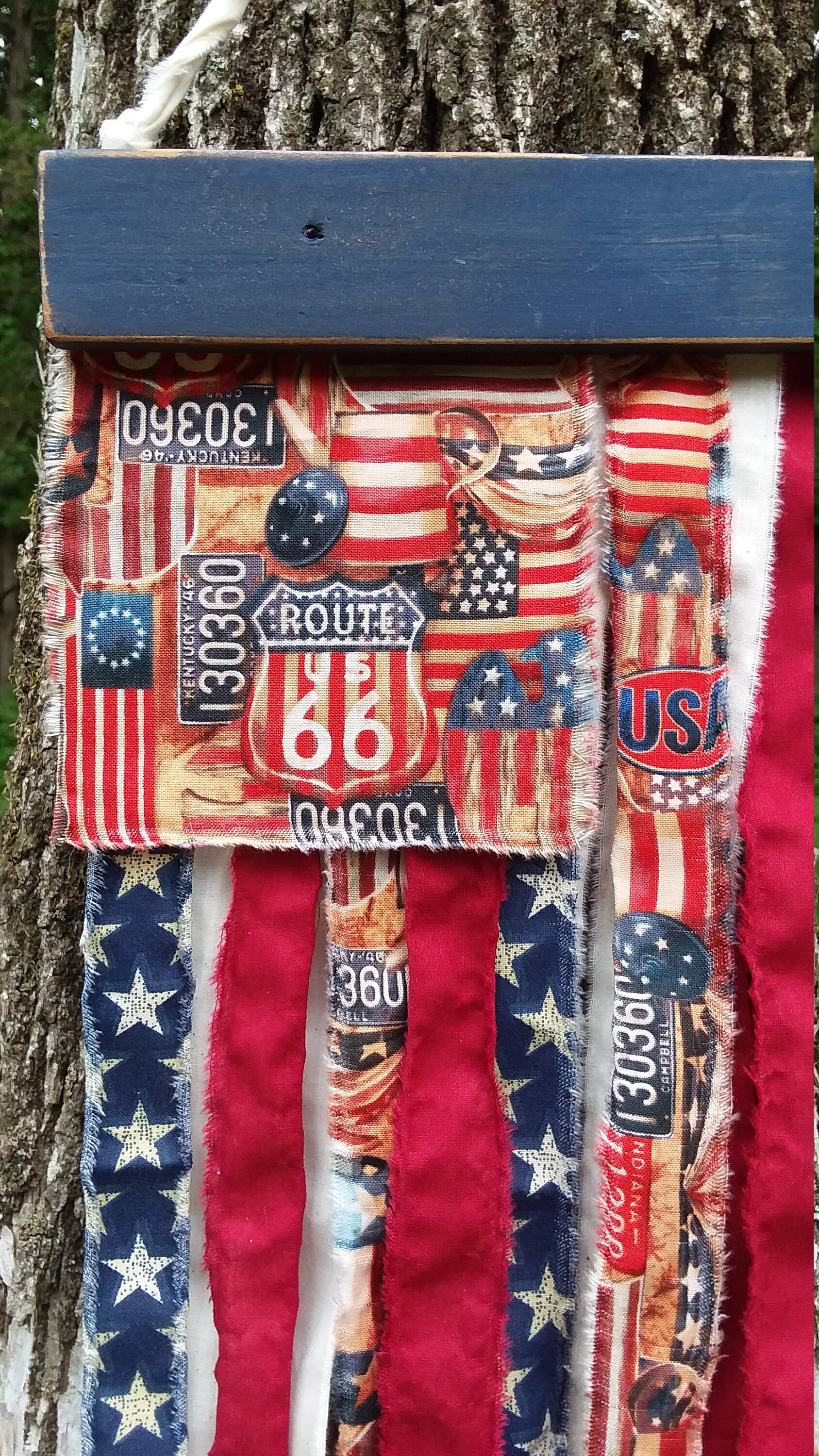 Route 66 Rag Flag, Americana Rag Flag, Flag Wall Hanging, Farmhouse ...