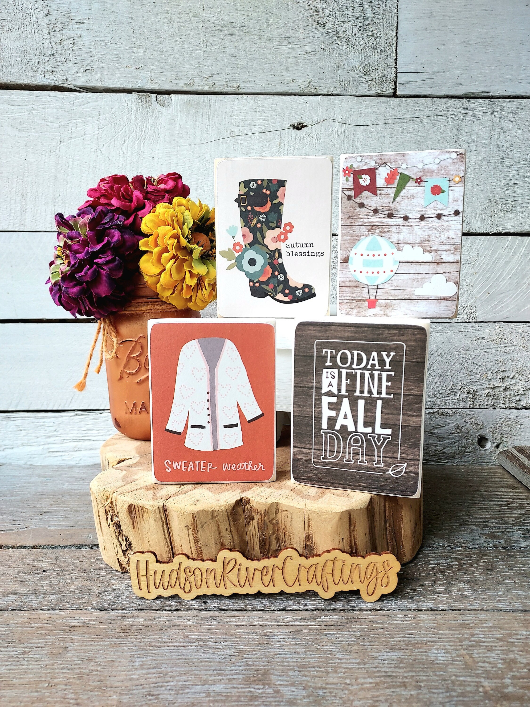 Fall Mini Block Signs, Autumn Mini Signs, Fall Tiered Tray Decor, Fall ...