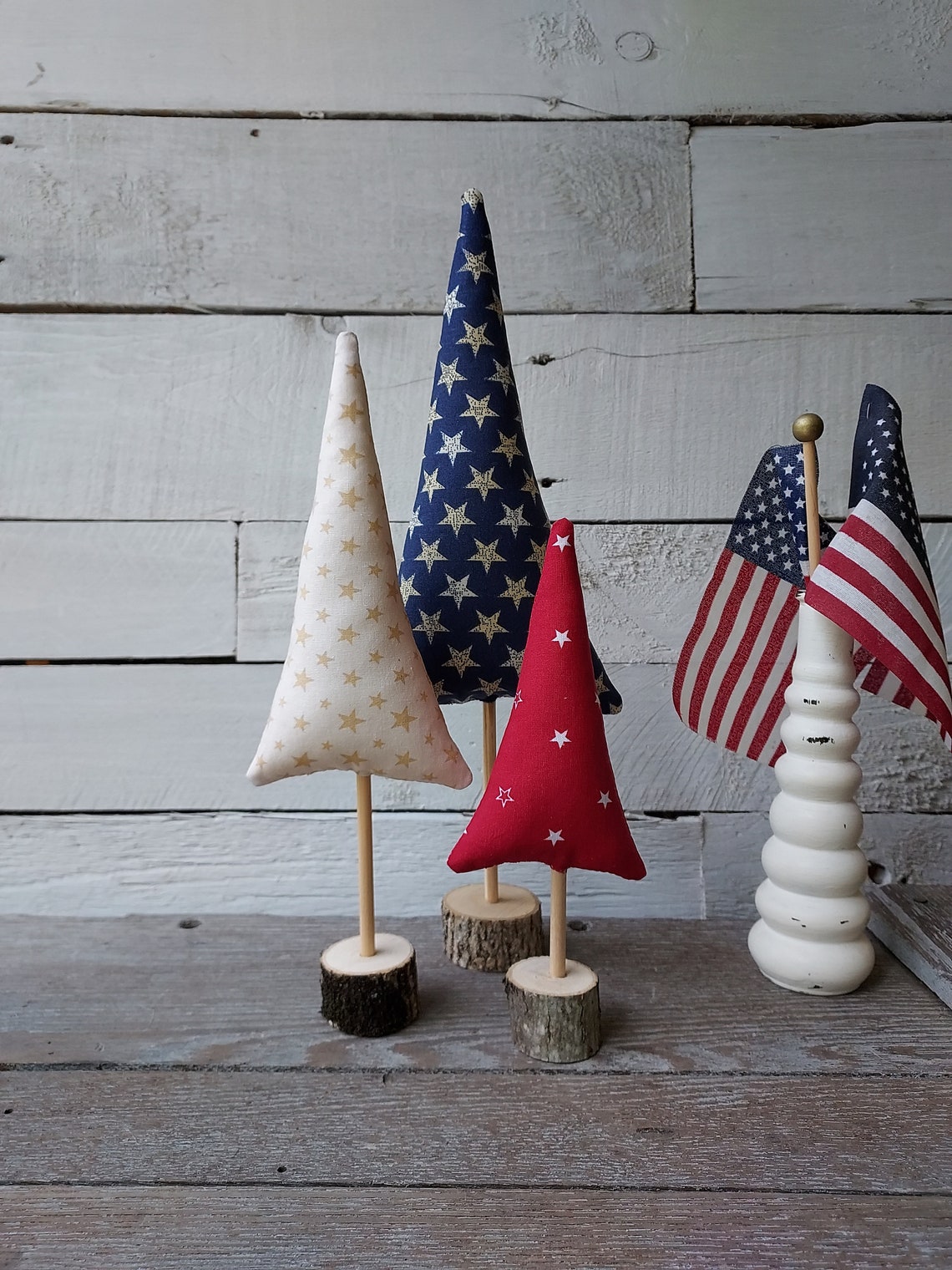Patriotic Whimsy Trees in Red White and Blue Set of 3 - Etsy