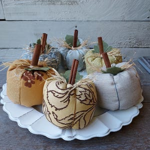 Cinnamon Stick Pumpkins, Fabric Pumpkins, Decorative Plush Pumpkins, Pumpkin Decor, Fall Tiered Tray Decor, Fall Decorations