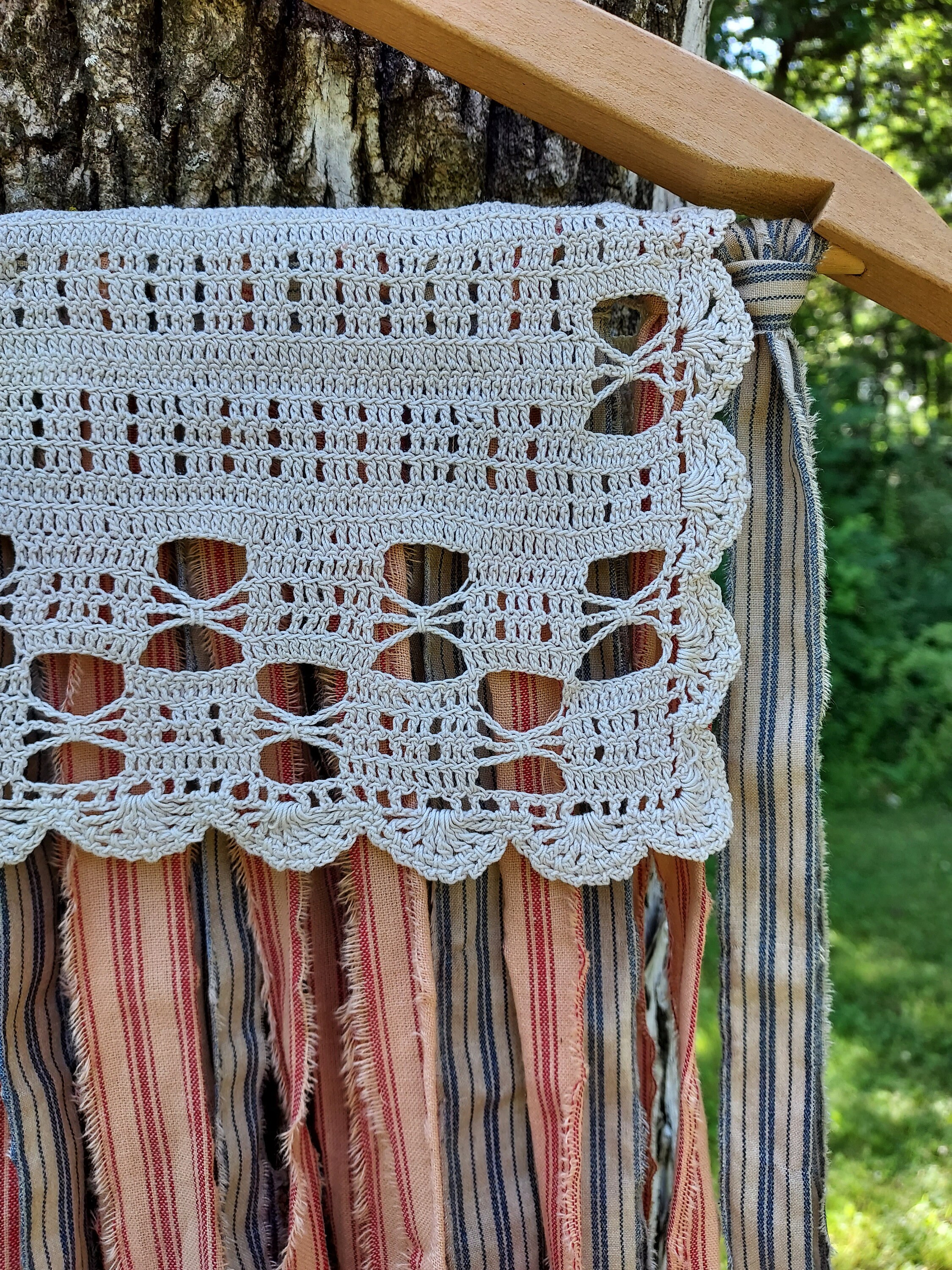 Vintage Inspired American Rag Flag on Wooden Hanger, Americana Rag Flag ...
