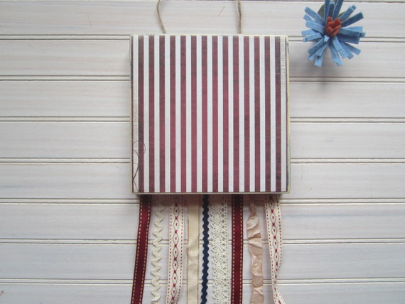 Decorative Wood Wall Hanging With Ribbons And Lace Streamers Etsy