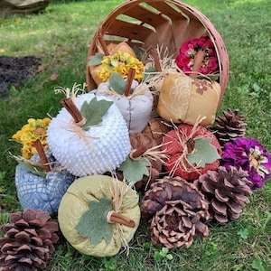 Cinnamon Stick Pumpkins, Fabric Pumpkins, Decorative Plush Pumpkins, Pumpkin Decor, Fall Tiered Tray Decor, Fall Decorations