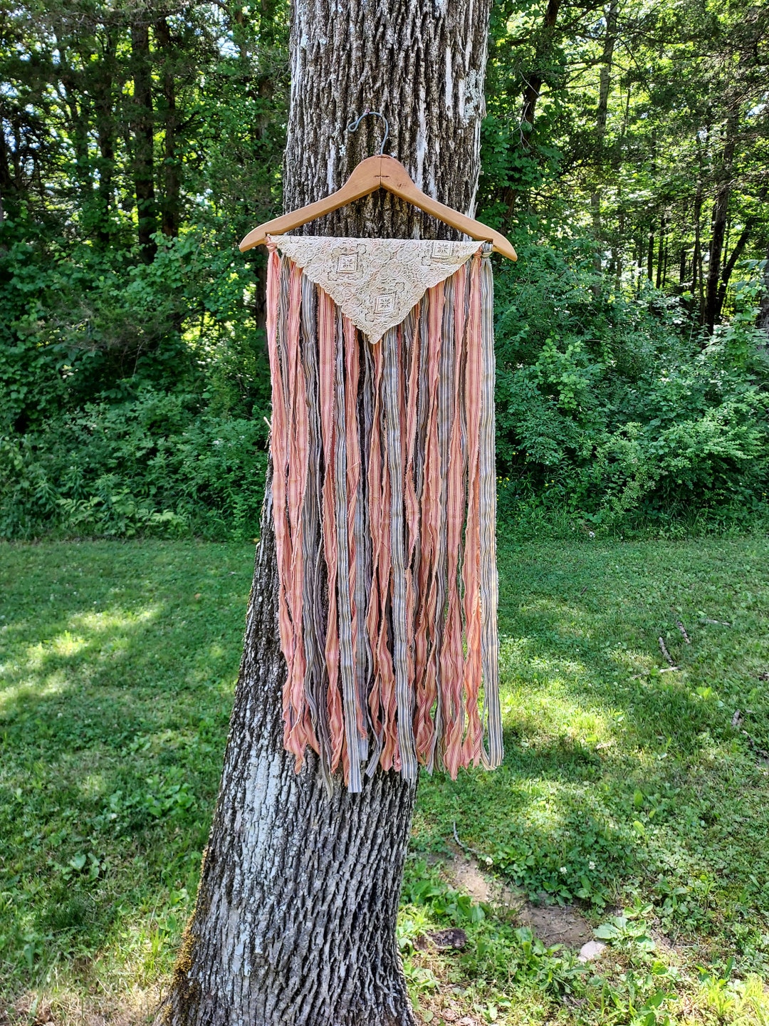 Vintage Inspired American Rag Flag on Wooden Hanger, Americana Rag Flag ...