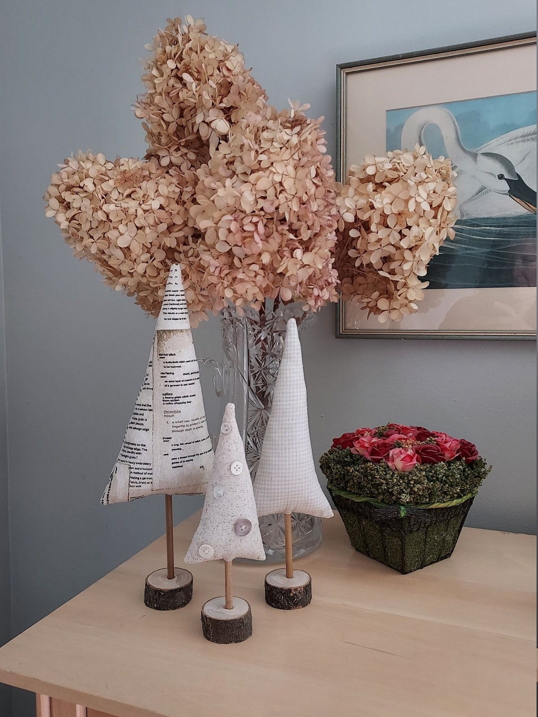 Whimsy Trees in Neutral Colors, Set of 3 Whimsical Fabric Trees, Tiered ...