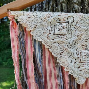 Vintage Inspired American Rag Flag on Wooden Hanger, Americana Rag Flag ...