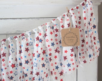 Patriotic Star Garland, Patriotic Decor, Fourth of July Decor, Red White and Blue Banner, 4th of July Decorations, Red White and Blue Stars