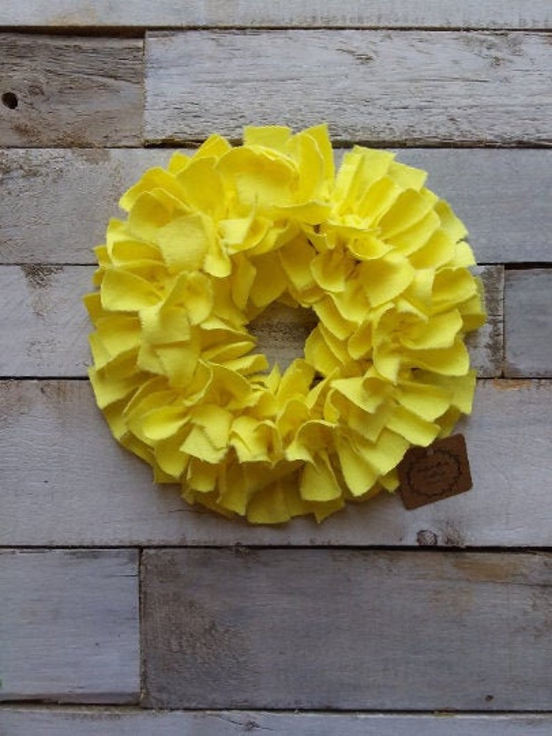 Yellow Rag Wreath 11-12, Yellow Fabric Wreath, Wall Decor, Yellow Decor image 1