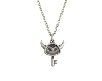 Small Sterling Silver Boss Key Pendant, Legend of Zelda inspired Necklace, Nintendo Charm Pendant, Sterling Silver Wind Waker Zelda Pendant
