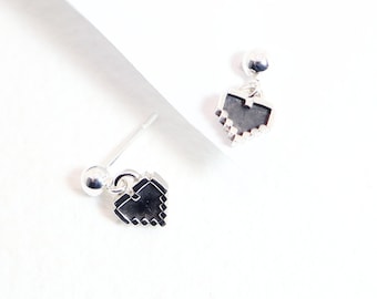 Mini Sterling Silver Pixel Earrings, Nintendo Inspired, Legend of Zelda Earrings