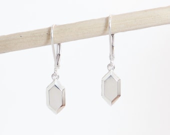 Small Sterling Silver Rupee Dangle Earrings, Nintendo Inspired, Legend of Zelda Earrings