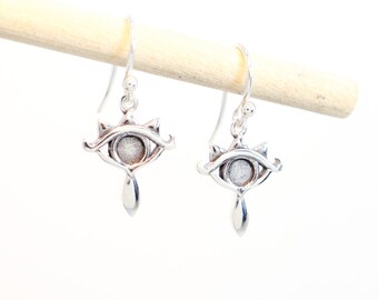 Small Sterling Silver Lens of Truth Dangle Earrings, Nintendo Inspired, Legend of Zelda Earrings
