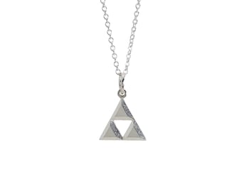 Sterling Silver Triforce Pendant, Legend of Zelda Inspired Nintendo Charm Necklace