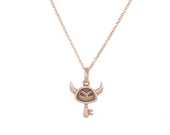 Small 10K Rose Gold Zelda Boss Key Pendant, Legend of Zelda inspired Necklace, Nintendo Charm, 10KR Wind Waker Zelda Pendant