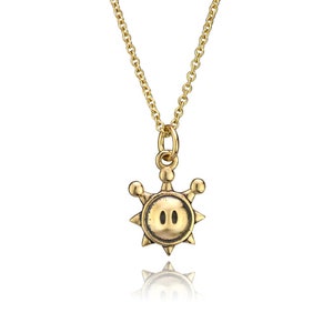 Small Yellow Gold Shine Sprine Pendant, Nintendo Inspired Charm Necklace