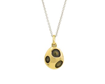 Small Yellow Gold Yoshi Egg Pendant, Nintendo Inspired Necklace